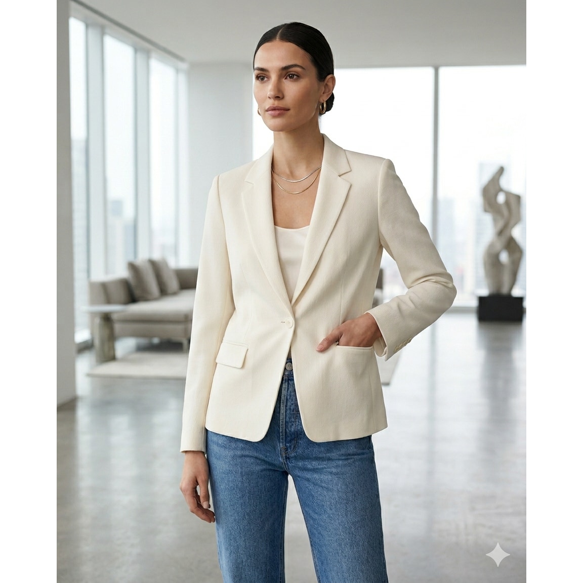 Vince Off-White Shrunken Blazer - Size Xs - Euc Minimalist Chic Workwear